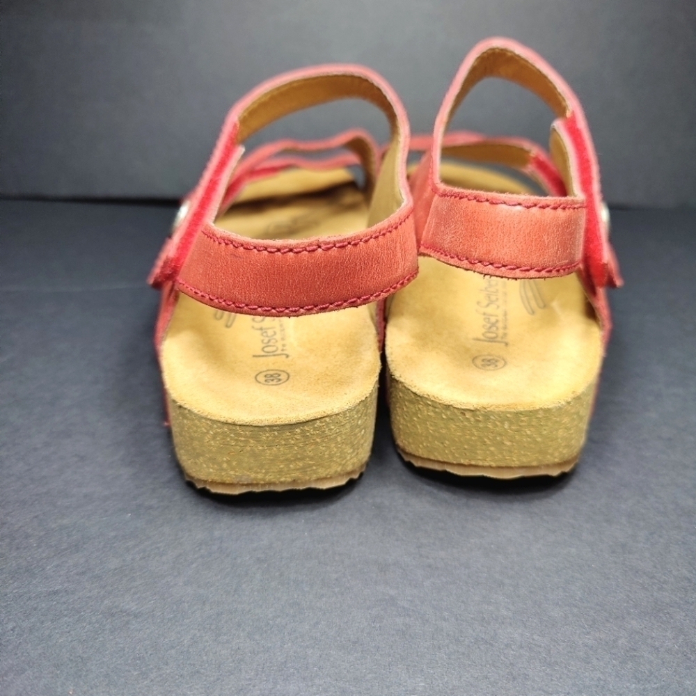 Josef Seibel Women's Tonga 25 Fisherman Red Leather Strappy Sandal Size 7 - 7.5 - Picture 10 of 15